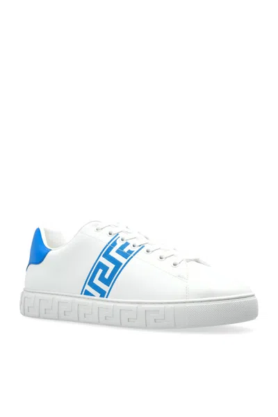 Versace Leather Low-top Greca Style Sneakers In White