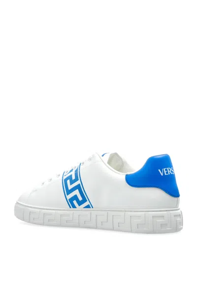 Versace Leather Low-top Greca Style Sneakers In White