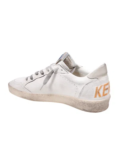 Golden Goose Ballstar Nappa Upper Toe And Spur Suede Star Leather Heel Sneakers Beige In White