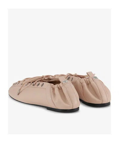 Ganni Womens White Eyelets Lace-up Pélinova Ballet Flats Eur 37 / 4 Uk In Neutral