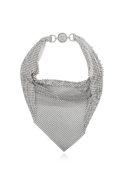 Versace Metal Mesh Bandana Necklace In Metallic