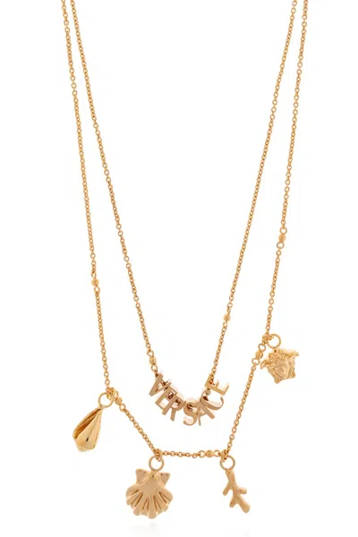 Versace Seashell-charm Necklace In Gold