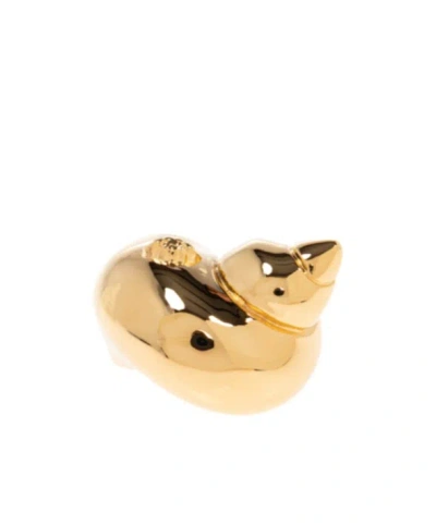 Versace Shell Motif Brass Ring In Gold