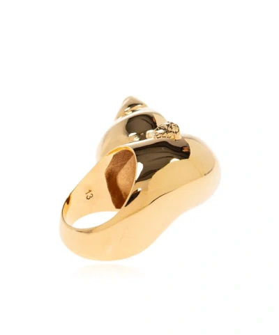 Versace Shell Motif Brass Ring In Gold