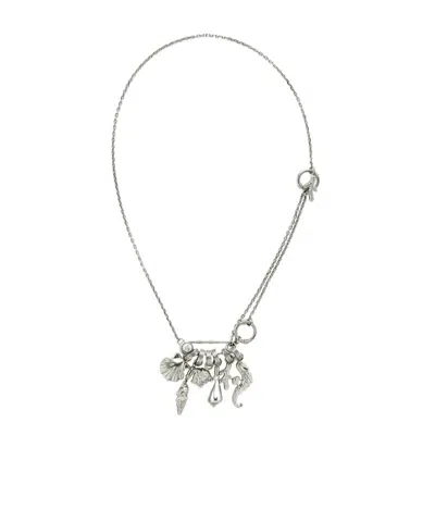 Versace Charm-embellished Necklace In Silver