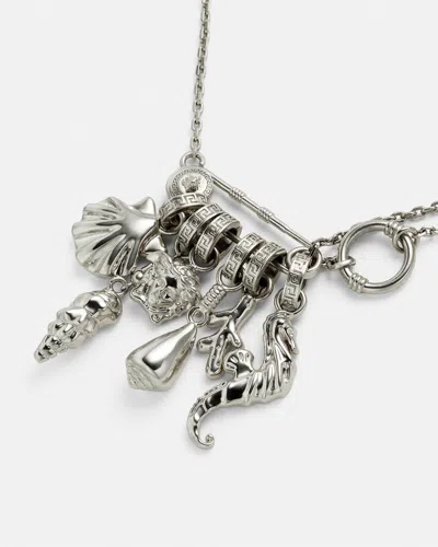 Versace Charm-embellished Necklace In Silver