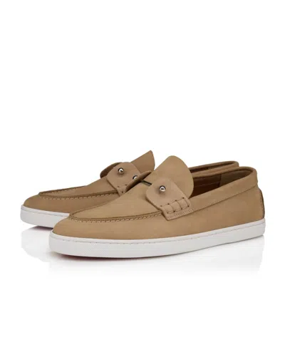 Christian Louboutin Chambeliboat Flat Loafers In Beige Leather In Neutral