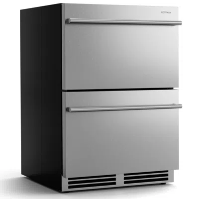 Costway 24 Inch Under Counter Dual Drawer Fridge With 37℉-64℉ Temperature Range