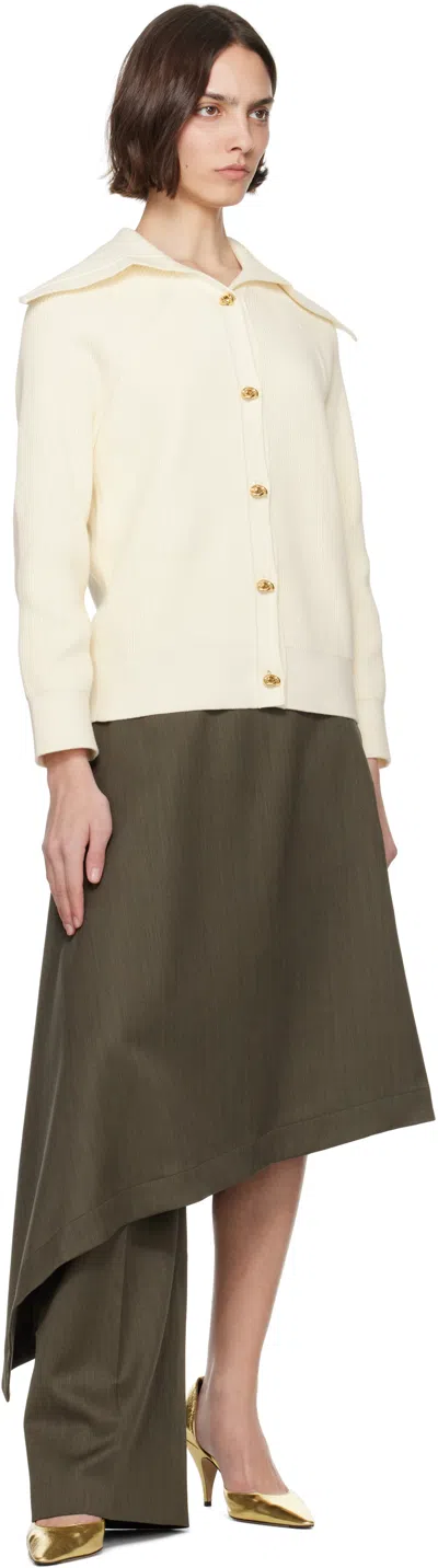 Bottega Veneta Khaki Wool Subtle Stripe Skirt Trousers In Green