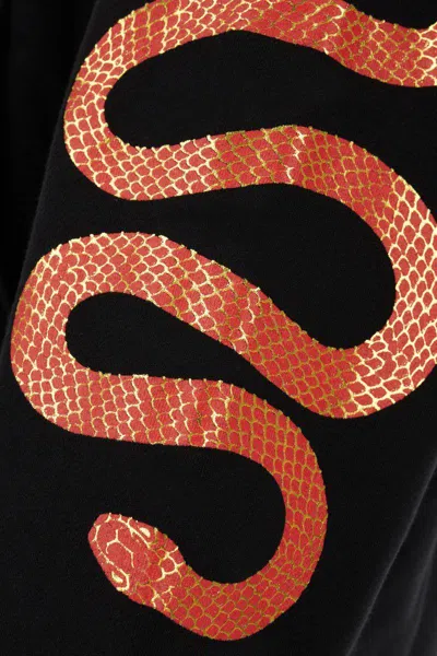 Amiri Black Hoodie With Maxi Logo Lettering On The Front And Snake Print On The Sleeves In Cotton Man