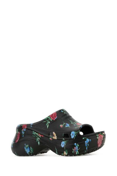 Balenciaga Floral Pattern Rubber Pool Slide Sandals