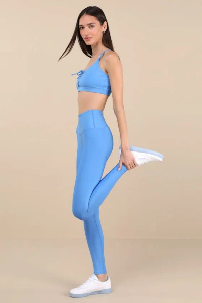 Year Of Ours Recycled Blue High-rise Sport Leggings In Blue