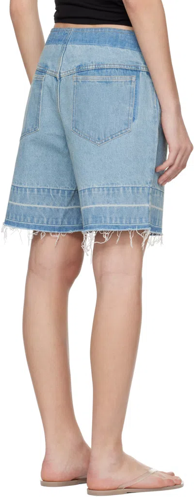 Christopher Esber Womens Indigo Mid-rise Raw-hem Denim Shorts