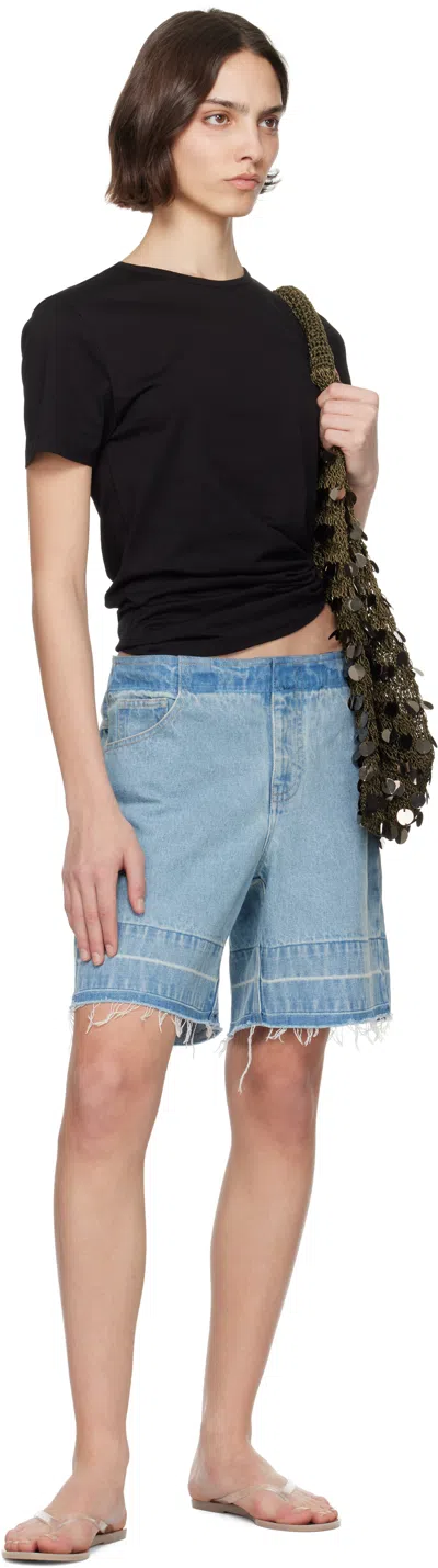 Christopher Esber Womens Indigo Mid-rise Raw-hem Denim Shorts