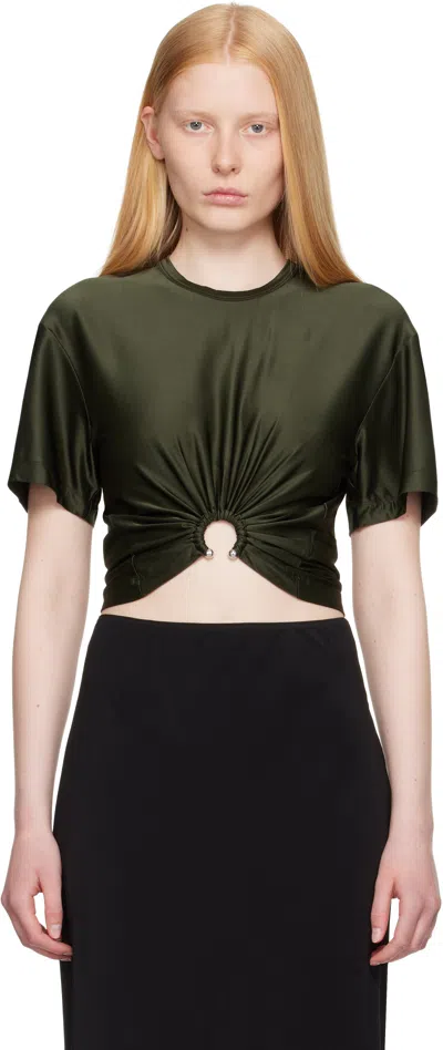 Rabanne Cut-out Knot Detail Round Neck Top In Green