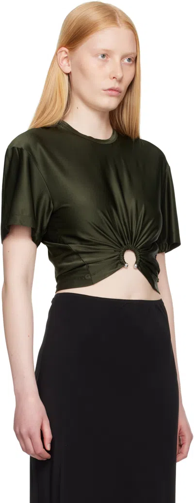 Rabanne Cut-out Knot Detail Round Neck Top In Green