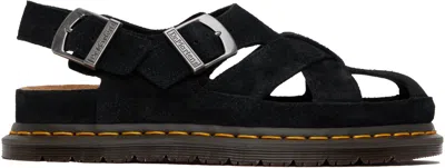 Dr. Martens Cross-strap Black Suede Sandals