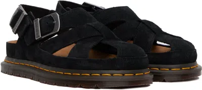 Dr. Martens Cross-strap Black Suede Sandals