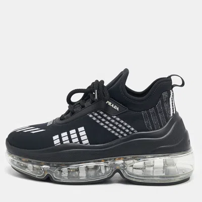 Pre-owned Prada Black Knit Fabric And Neoprene Cloudbust Sneakers Size 35.5