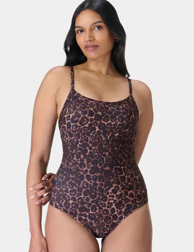 Sweaty Betty Riviera One-piece Swimsuit In Blue Pop Wild Leopard Print