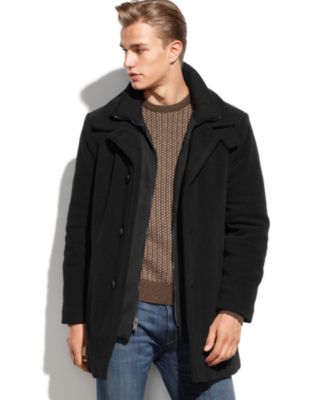 calvin klein black wool coat