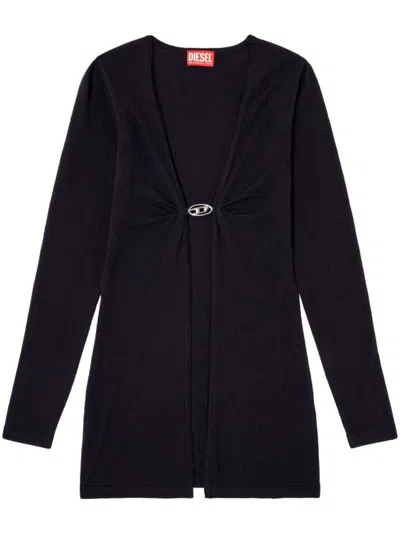 Diesel Deep V-neck Black Sweater With Twist Detail