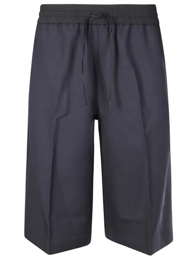 Studio Nicholson Oversized Bermuda Shorts With Elastic Waist In Blue