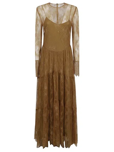 Philosophy Di Lorenzo Serafini Maxi Dress With Lace Overlay And Flared Skirt