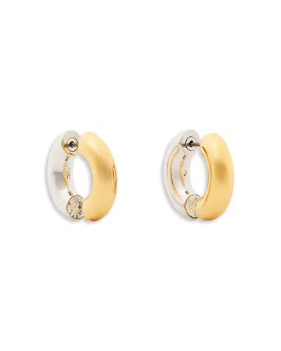 Kate Spade New York Interlock Cubic Zirconia Open Huggie Hoop Earrings In Two Tone