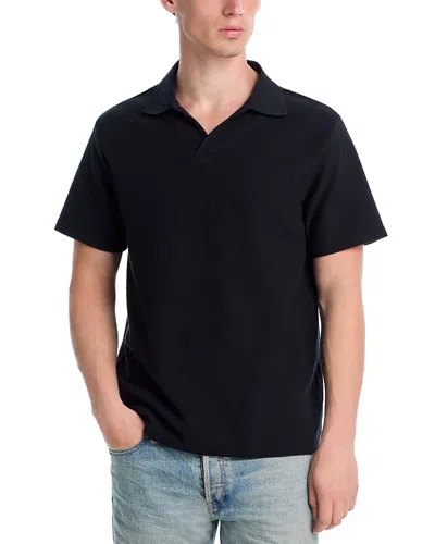 Frame Jacquard Short Sleeve Open Collar Polo Shirt In Black