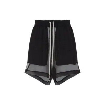 Rick Owens Asymmetric Hem Silk Shorts