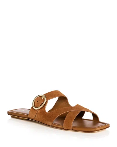 Stuart Weitzman Villa Suede Slide Sandals In Doe