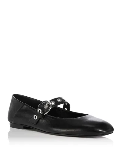 Stuart Weitzman Supermoto Leather Mary Jane Ballerina Flats