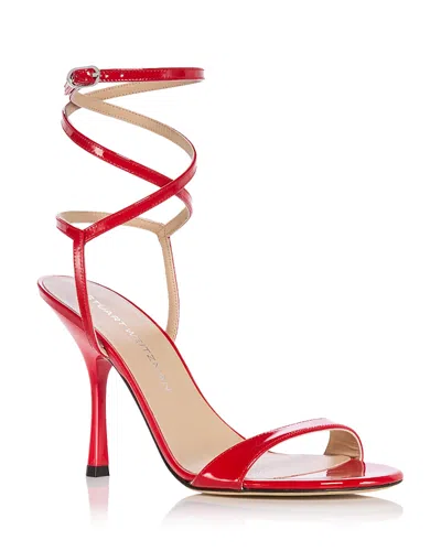Stuart Weitzman Nudist Patent Ankle-strap Sandals In Cherry