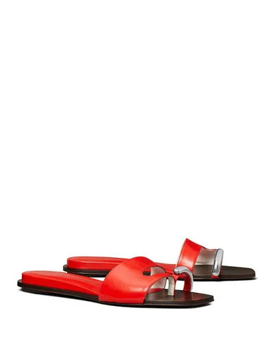 Tory Burch Pierced Open-toe Slide Sandals In Red