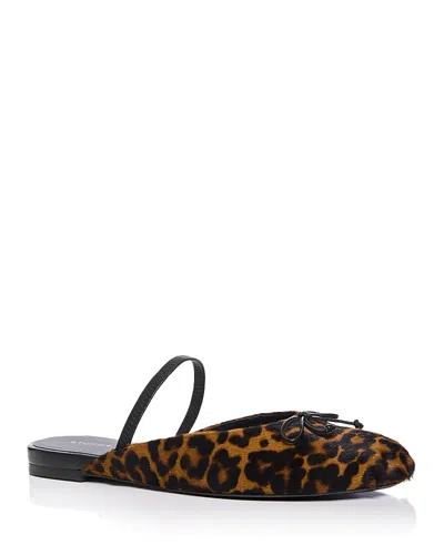 Stuart Weitzman Prima Leopard-print Calf-hair Ballet Mules In Brown