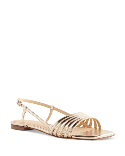 Reformation Millie Lattice Flat Sandals In Gold