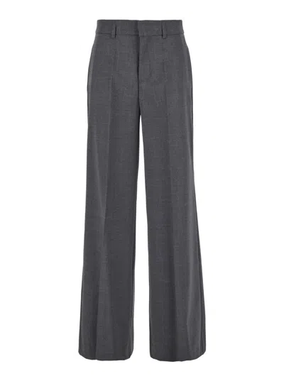 P.A.R.O.S.H GREY HIGH-WAISTED TAILORED PANTS WITH CONCEALED CLOSURE IN FABRIC 