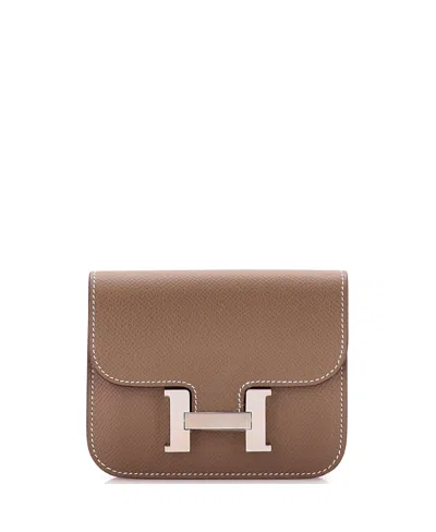 Pre-owned Pre-owned Hermes  Hermes Constance Slim Wallet Epsom In Gray