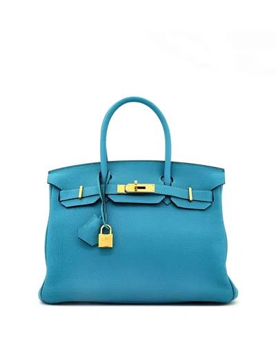 Pre-owned Pre-owned Hermes  Hermes Birkin 30 Handbag Blue Togo With Gold Hardware