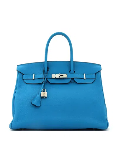Pre-owned Pre-owned Hermes  Hermes Birkin 35 Handbag Blue Togo With Palladium Hardware