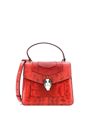 Pre-owned Pre-owned Bvlgari  Bvlgari Small Serpenti Forever Top Handle Bag Karung In Red