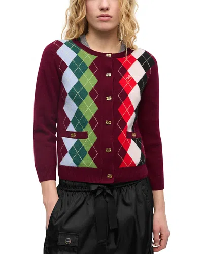 Ganni Cashmere Wool Mix Cardigan In Brown