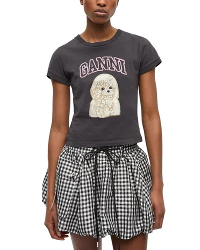 Ganni T-shirt In Cotone Ardesia   Donna In Blue