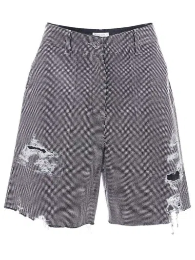 Jw Anderson Distressed Embellished Denim Shorts