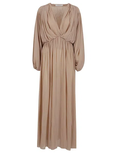 Philosophy Di Lorenzo Serafini Deep V-neck Maxi Dress With Billowy Sleeves