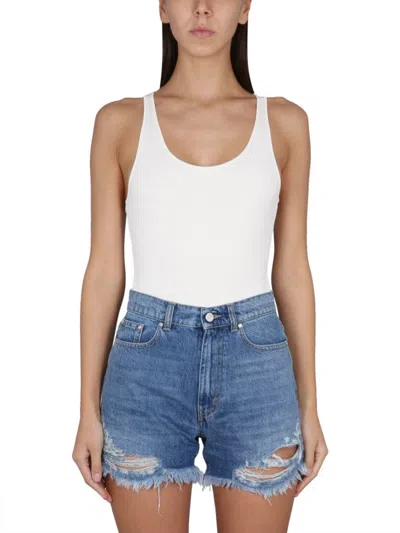 Stella Mccartney Knit Bodysuit Racerback Scoop Neck Wide