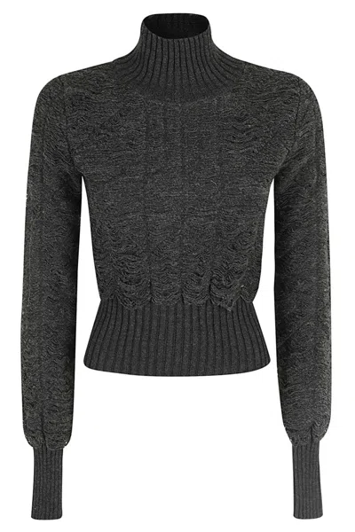 Mm6 Maison Margiela Mm6 By Maison Margiela Frayed Effect Turtleneck Sweater With Ribbed Details