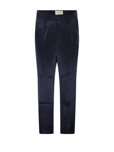 Marco Coppola Tailored Black Cupro Resort Pants With Front Pleats In Blue