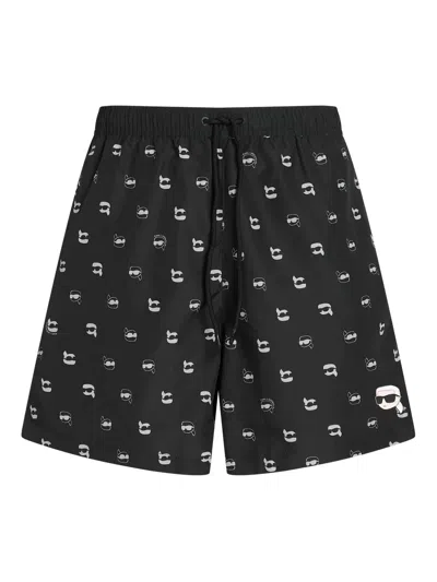 Karl Lagerfeld Ikon Swim Shorts In Black